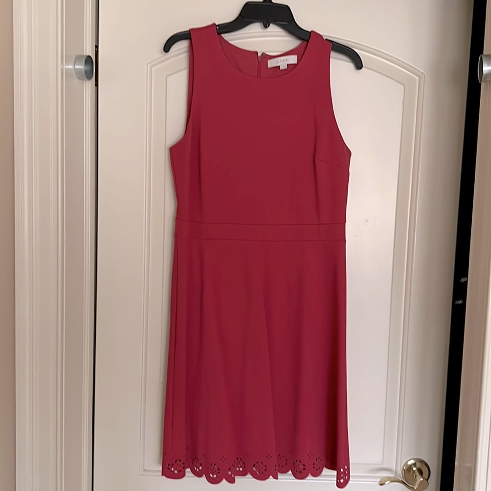 Loft sleeveless A-line dress with scalloped bottom